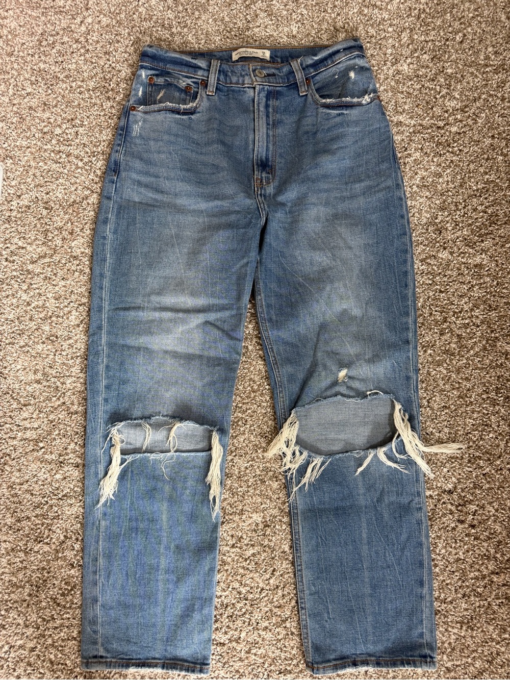 Abercrombie & Fitch Distressed Light Blue Boyfriend Jeans